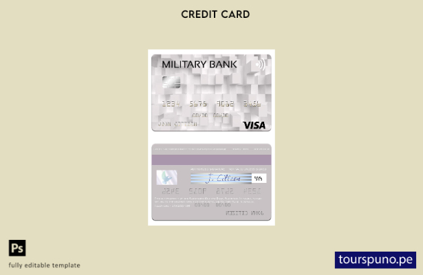 lista para imprimir plantilla de tarjeta de visa del Banco Militar Australiano d